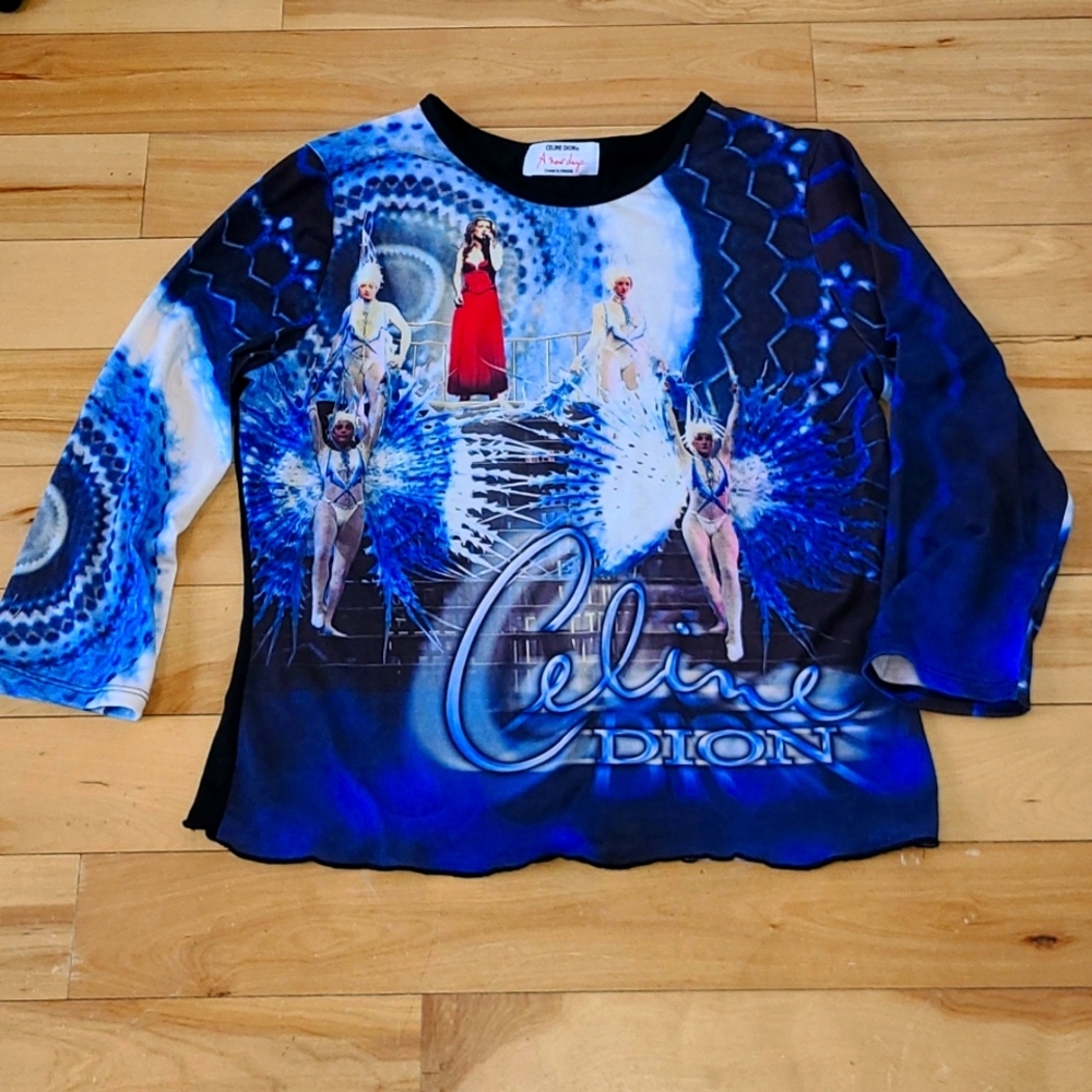 Celine Dion A New Day All Over Graphic Shirt Top Caesars Palace RARE LOOK